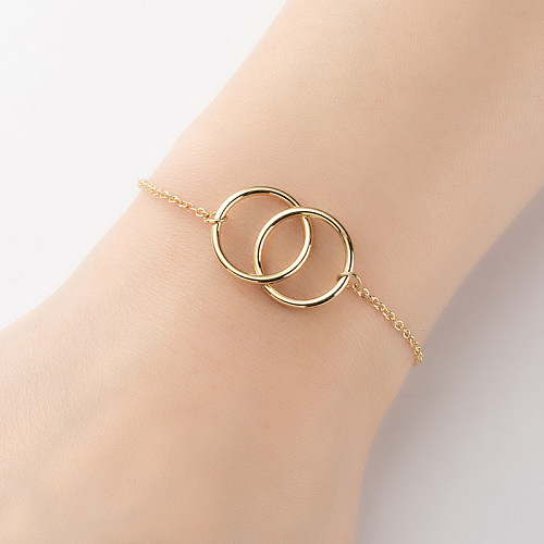 Casual Simple Style Classic Style Double Ring Stainless Steel 18K Gold Plated Bracelets In Bulk