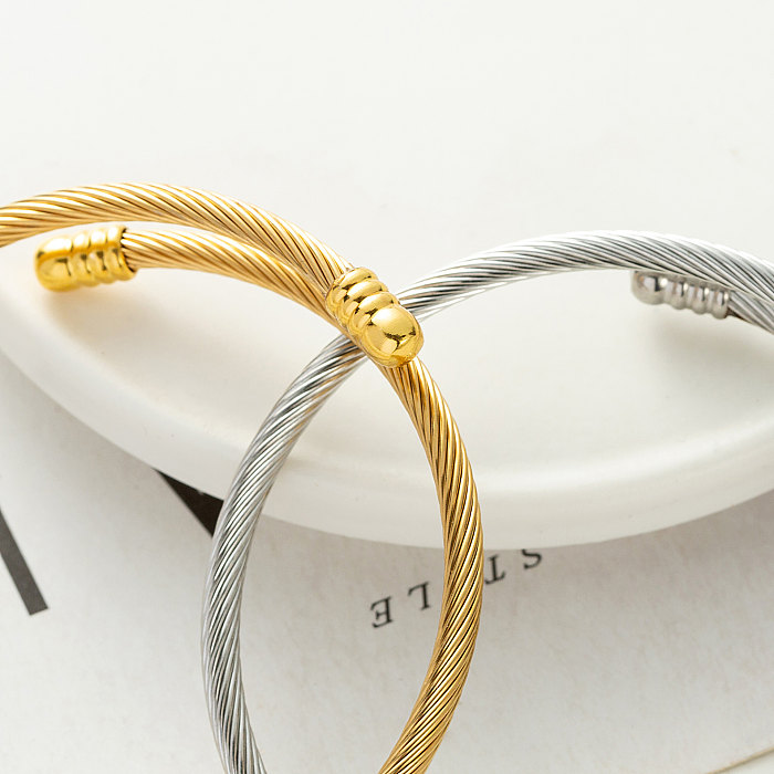 1 Piece Fashion Solid Color Stainless Steel Titanium Steel Plating Bangle