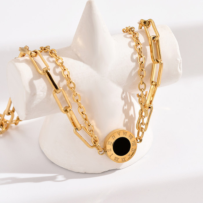 Pulseiras banhadas a ouro 14K acrílicas redondas de estilo simples e elegante com chapeamento de aço inoxidável