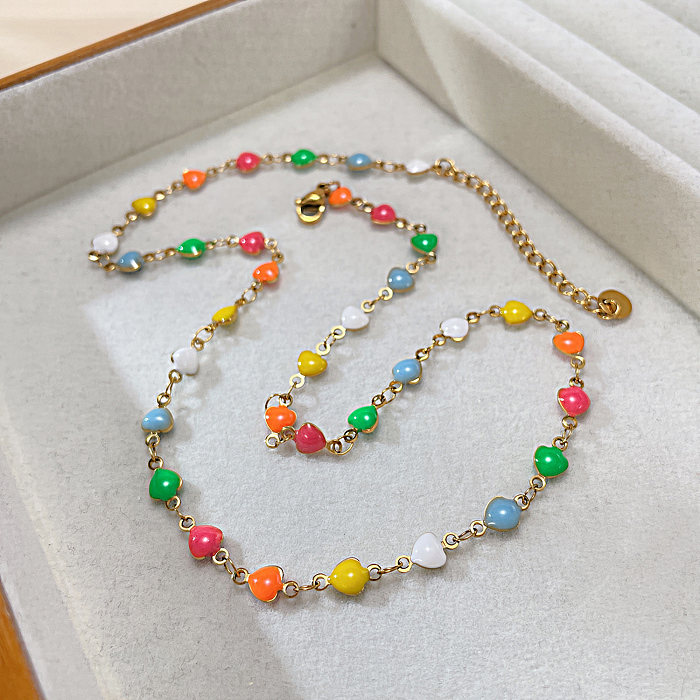 Bohemian Colorful Stainless Steel  Enamel Necklace