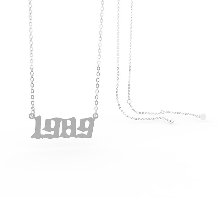 Retro Stainless Steel  28 Years Number Necklace