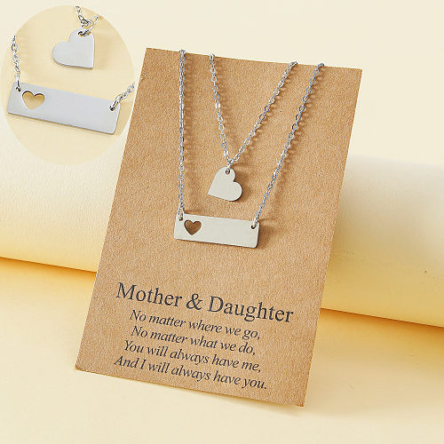 Simple Style Heart Shape Stainless Steel  Polishing Hollow Out Necklace 2 Pieces
