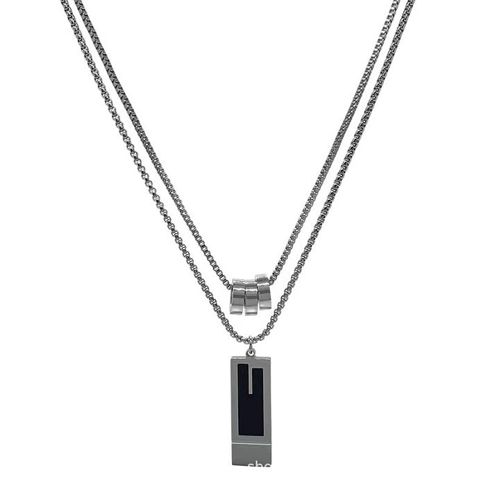 1 Piece Simple Style Solid Color Stainless Steel Plating Layered Necklaces