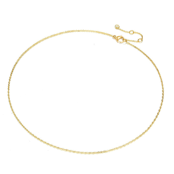 Senhoras rosa ouro colar simples corrente de aço inoxidável colar jóias por atacado