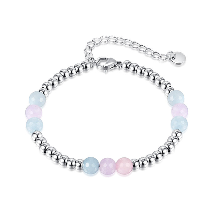 Bracelets de perles en acier titane décontractés à bloc de couleur