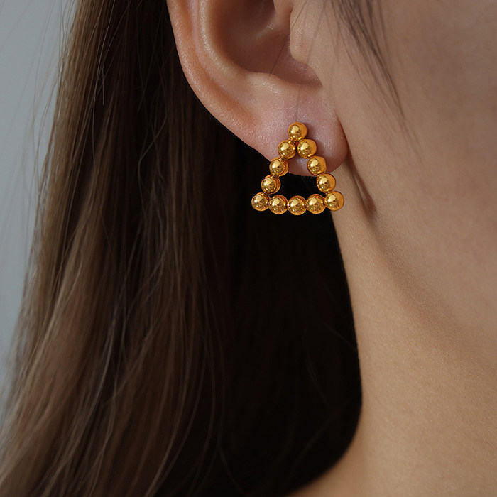 1 Paar Retro-Streetwear-Ohrringe mit einfarbiger Beschichtung aus Edelstahl mit 18 Karat Vergoldung