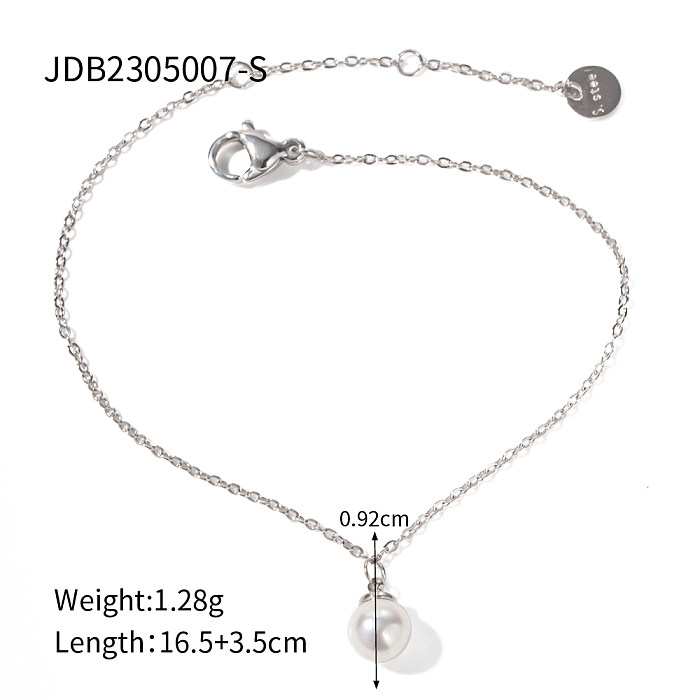 Lady Pearl Stainless Steel  Plating Inlay Artificial Pearls 18K Gold Plated Pendant Necklace