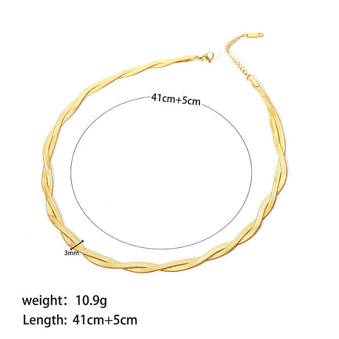 Luxurious Streetwear Solid Color Stainless Steel  Plating 18K Gold Plated Necklace