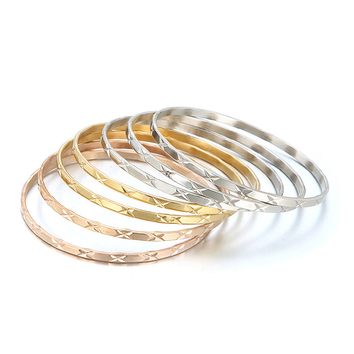 Simple Style Streetwear Solid Color Stainless Steel Plating 18K Gold Plated Wristband