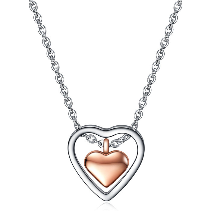 Fashion Heart Shape Stainless Steel Plating Pendant Necklace 1 Piece