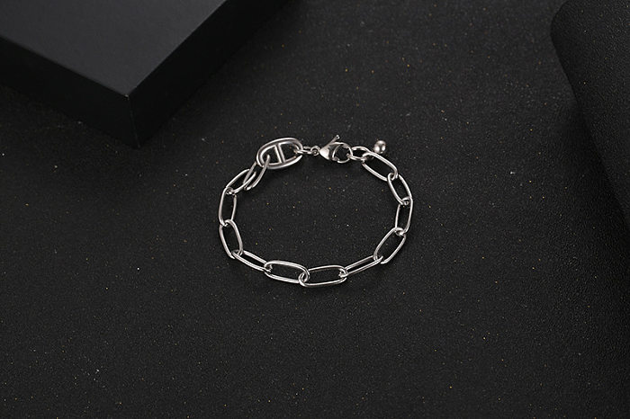 Simple Style Geometric Solid Color Titanium Steel Bracelets