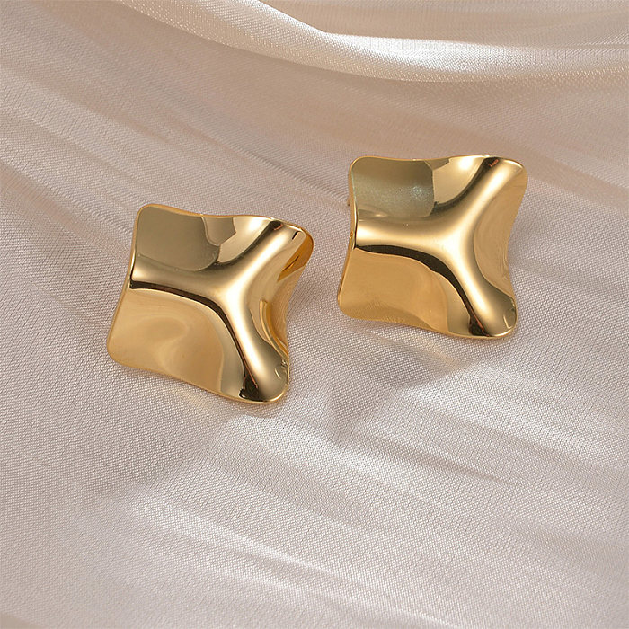 1 Paar elegante Ohrstecker aus Edelstahl mit unregelmäßiger geometrischer Beschichtung und 18-Karat-Vergoldung