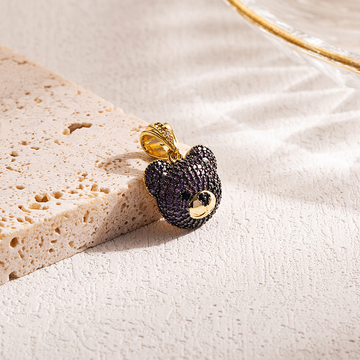 Collier à pendentifs plaqué or 18 carats en acier inoxydable et zircon de style IG Sweet Bear