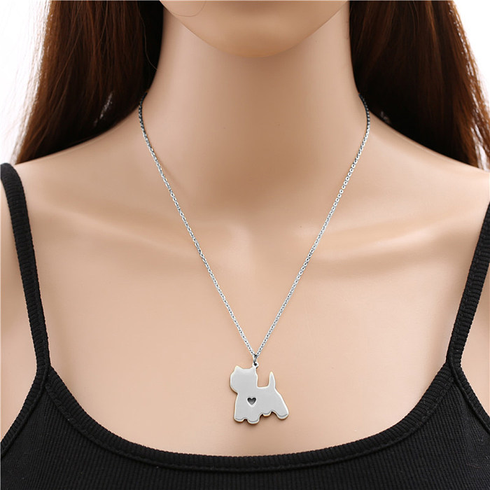 Fashion Heart Shaped Dog Shaped Stainless Steel  Necklace