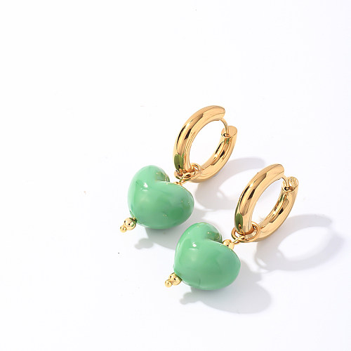1 Pair Casual Sweet Simple Style Round Heart Shape Plating Stainless Steel  Gold Plated Drop Earrings