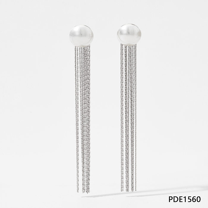 1 par de pendientes colgantes de perlas artificiales de acero inoxidable chapados con borlas en forma de corazón para mujer