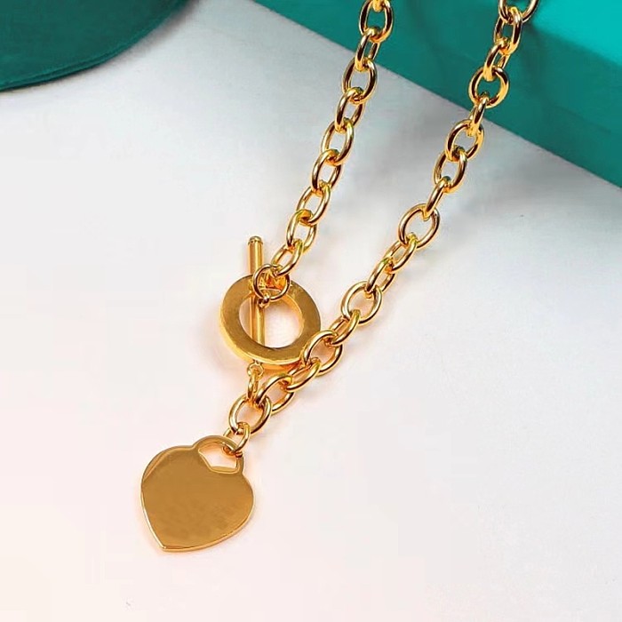 IG Style Casual Vintage Style Heart Shape Stainless Steel  Pendant Necklace