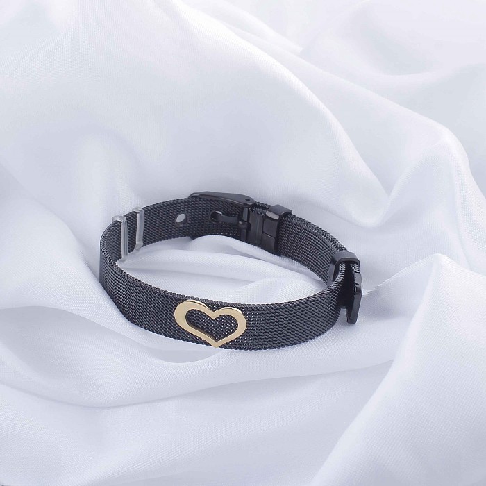 Casual Classic Style Heart Shape Stainless Steel Bangle