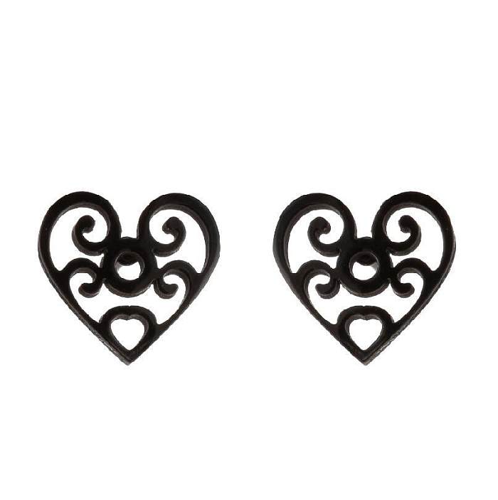 Simple Style Heart Shape Flower Stainless Steel  Ear Studs 1 Pair