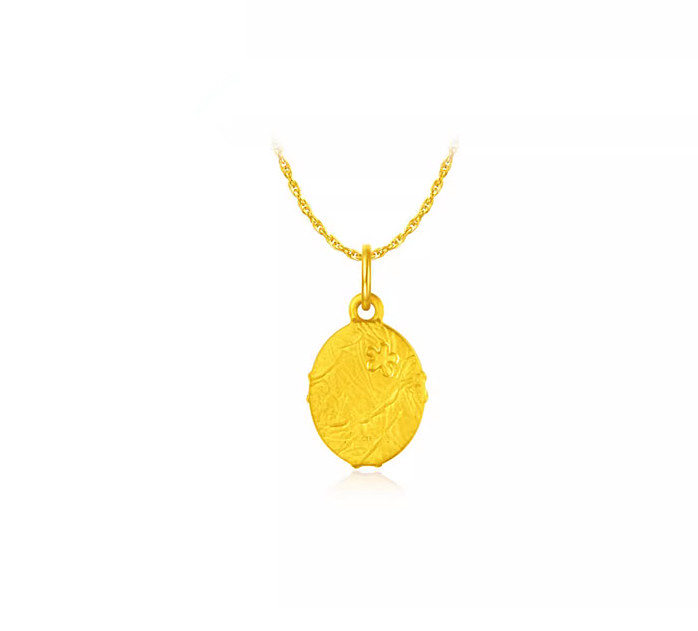 Elegante estilo simples borboleta oval em aço inoxidável chapeado colar com pingente banhado a ouro 18K