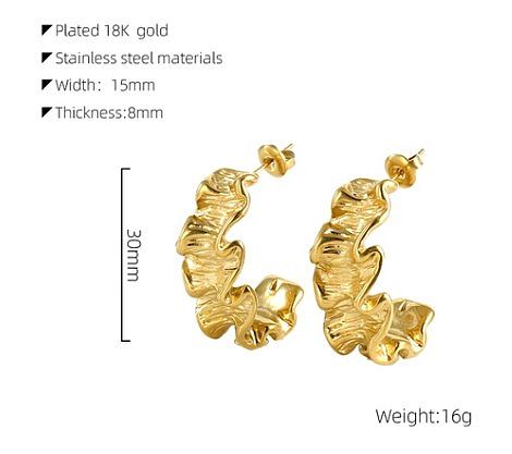 1 Pair Classical Simple Style C Shape Irregular Stainless Steel  Plating 18K Gold Plated Ear Studs