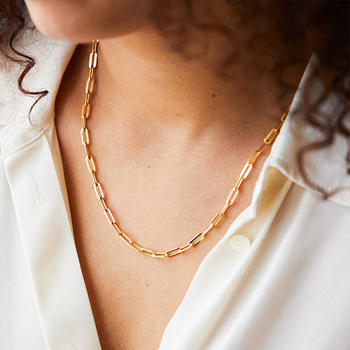 Mode Hot-Saling 316L Edelstahl Kette vergoldet Schlüsselbein Kette Halskette für Frauen
