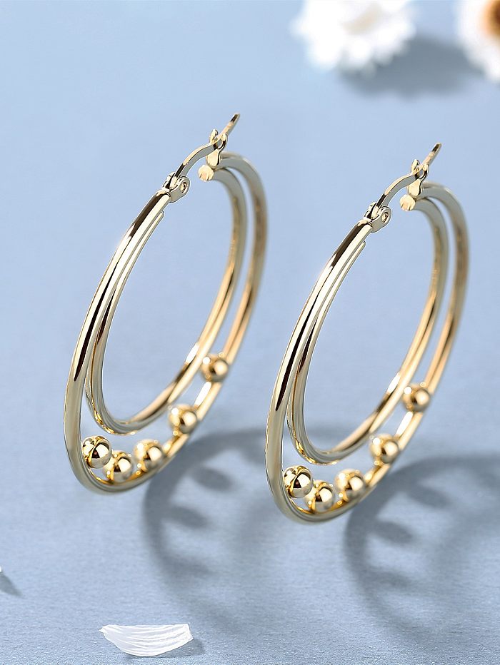 Lady Circle Stainless Steel  Plating Earrings 1 Pair