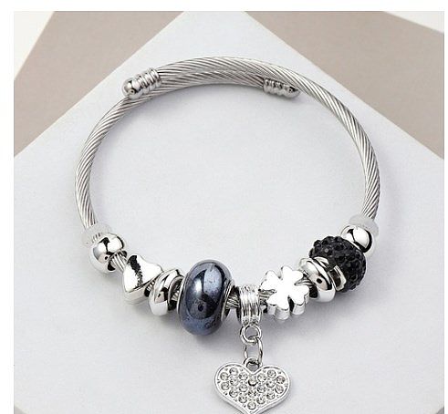 Elegant Heart Shape Butterfly Stainless Steel Bangle In Bulk
