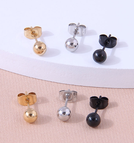Fashion Ball Stainless Steel  Plating Ear Studs 1 Pair
