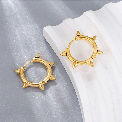 1 Pair Hip-Hop Retro Simple Style Round Plating Stainless Steel  18K Gold Plated Hoop Earrings