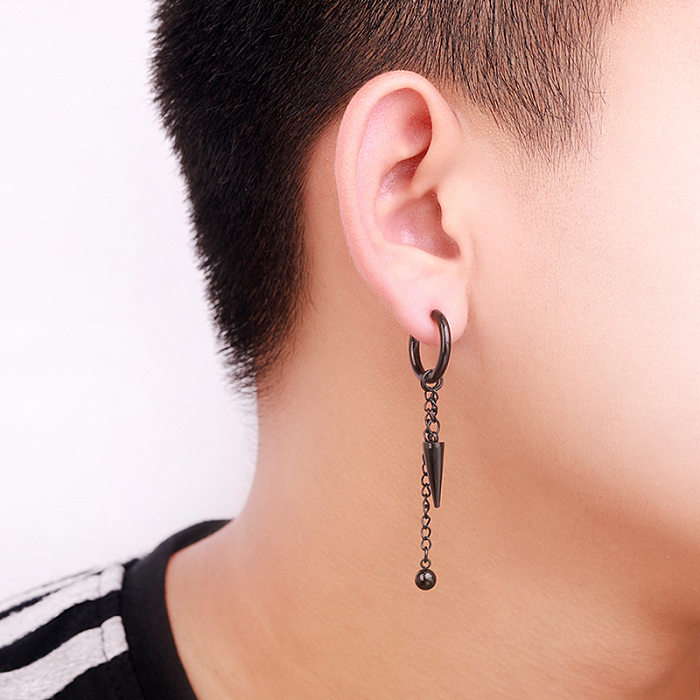 Fashion Geometric Tassel Chain Stainless Steel Earrings Without Pierced Single Earrings