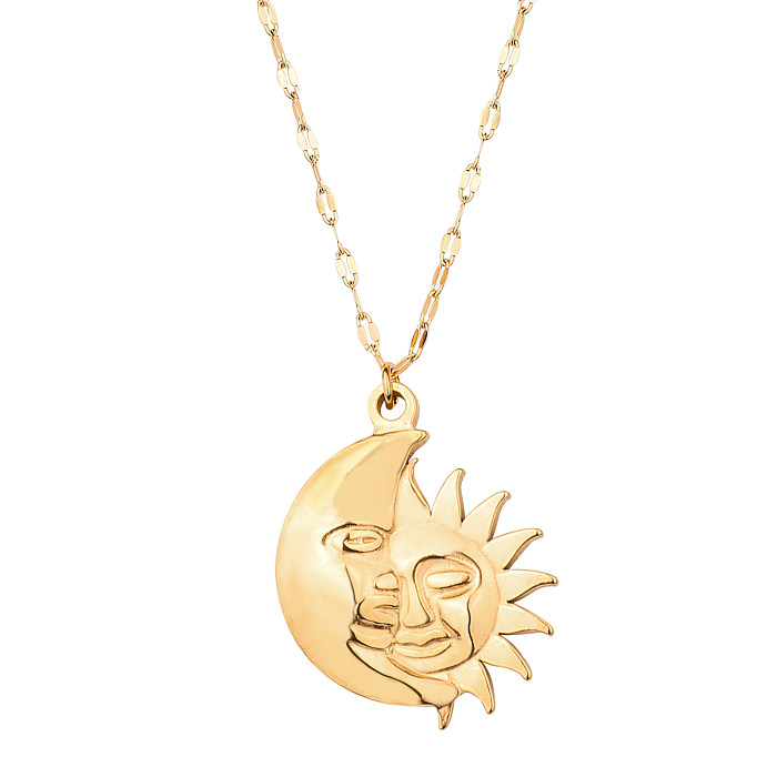 Casual Tropical Modern Style Sun Stainless Steel  Plating Gold Plated Pendant Necklace