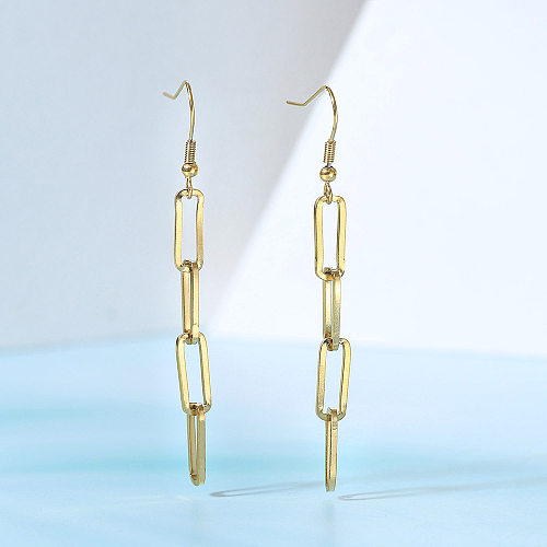 1 Pair Simple Style Paper Clip Solid Color Plating Stainless Steel  Drop Earrings