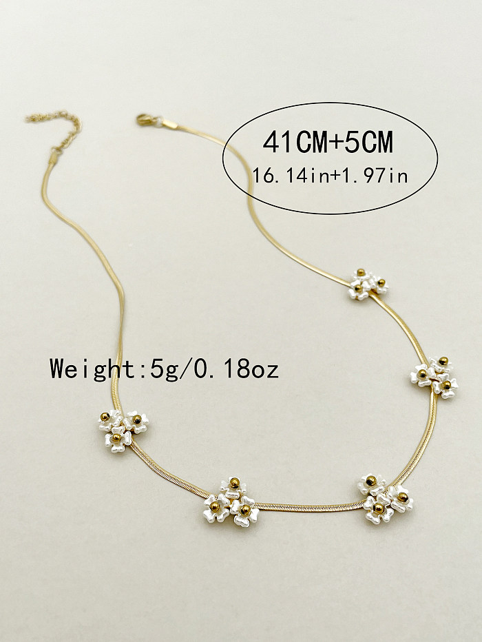 Elegant Classical Flower Stainless Steel  Polishing Plating Gold Plated Necklace