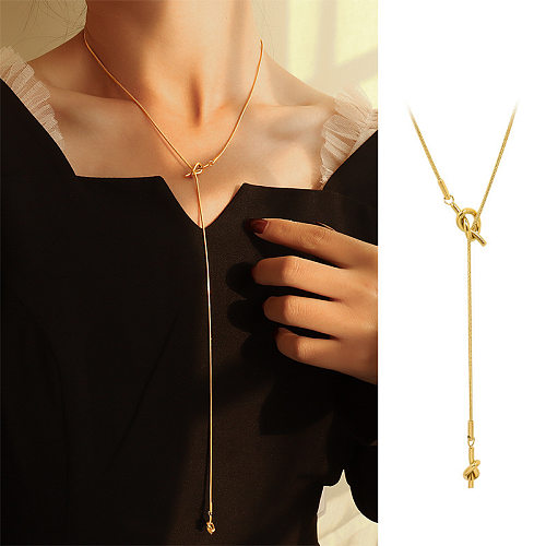 1 Piece Elegant Solid Color Knot Stainless Steel Plating Necklace