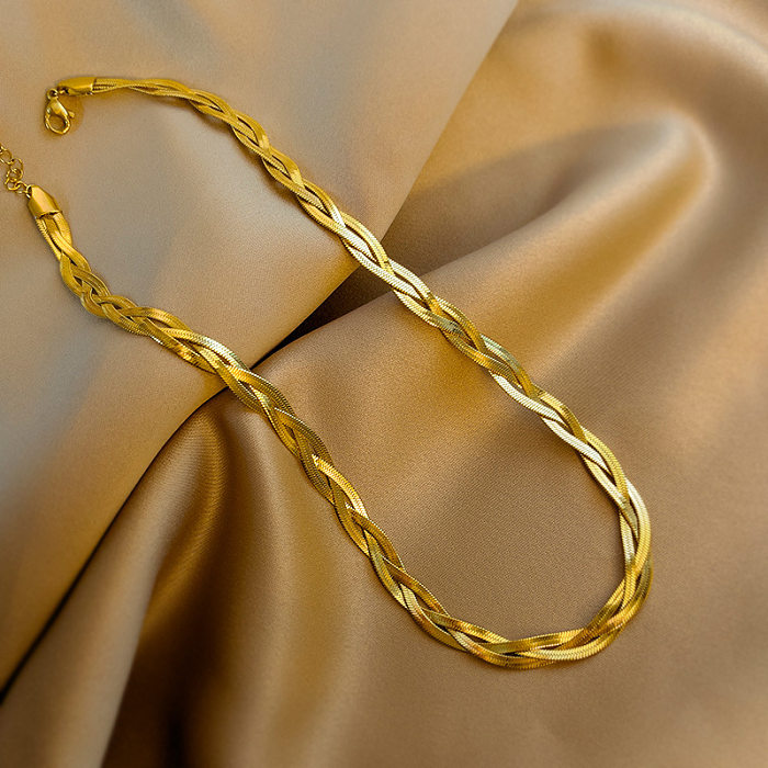 Schlichte Twist-Halskette mit geflochtenem Edelstahlüberzug, 1 Stück