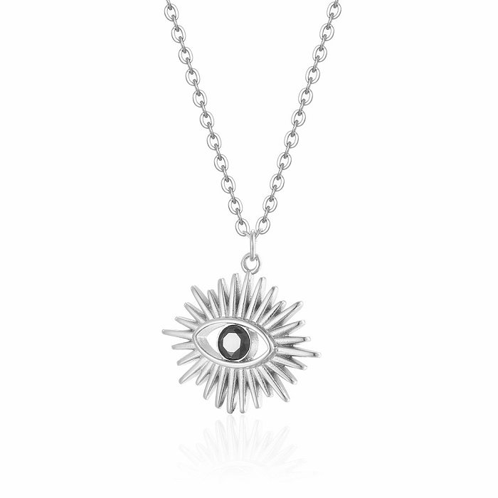 Casual Simple Style Devil'S Eye Stainless Steel Plating Hollow Out Inlay Zircon Pendant Necklace Long Necklace