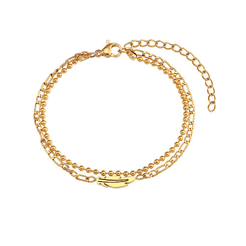 Simple Style Feather Stainless Steel Bracelets Layered Stainless Steel Bracelets
