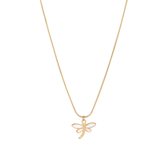 Simple Style Classic Style Dragonfly Whale Stainless Steel  Plating Gold Plated Pendant Necklace