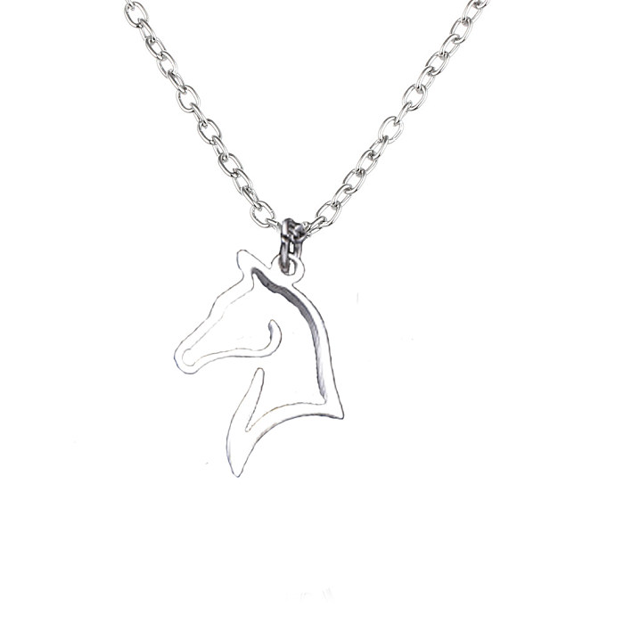 Simple Style Horse Stainless Steel  Pendant Necklace Hollow Out Stainless Steel  Necklaces 1 Piece