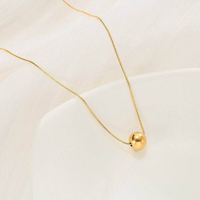 Simple Style Solid Color Stainless Steel 18K Gold Plated Necklace