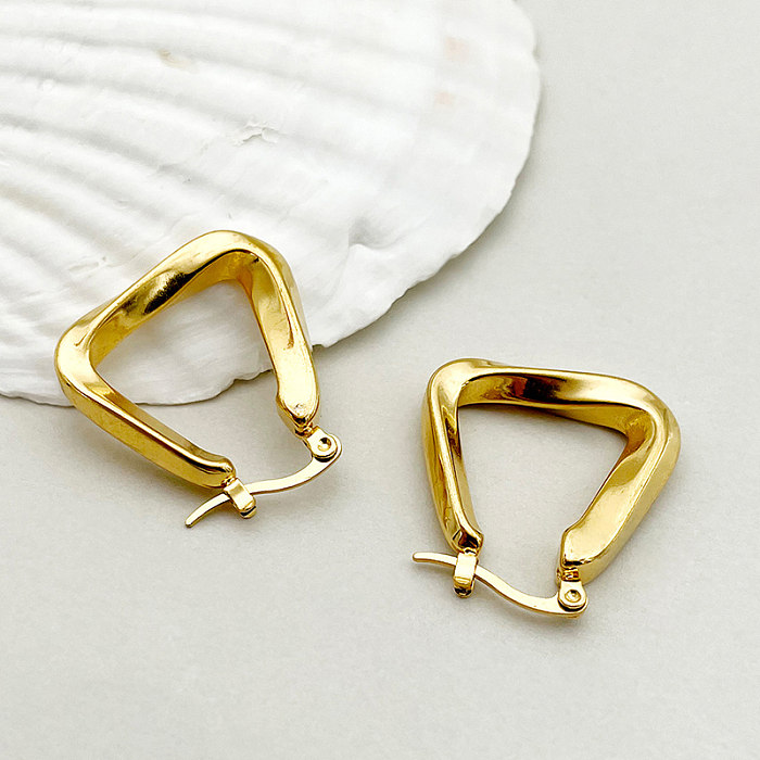1 Pair Casual Simple Style Commute Triangle Plating Stainless Steel  Gold Plated Earrings