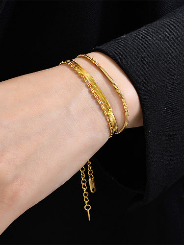 Wholesale Elegant Geometric Stainless Steel 18K Gold Plated Bracelets