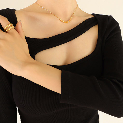 Fashion Jewelry Smile Necklace Stainless Steel Gold Plated Minimalist Clavicle Chain