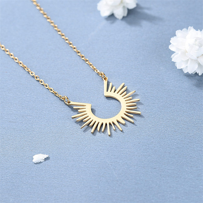 Simple Style Sun Stainless Steel Polishing Plating 18K Gold Plated Necklace
