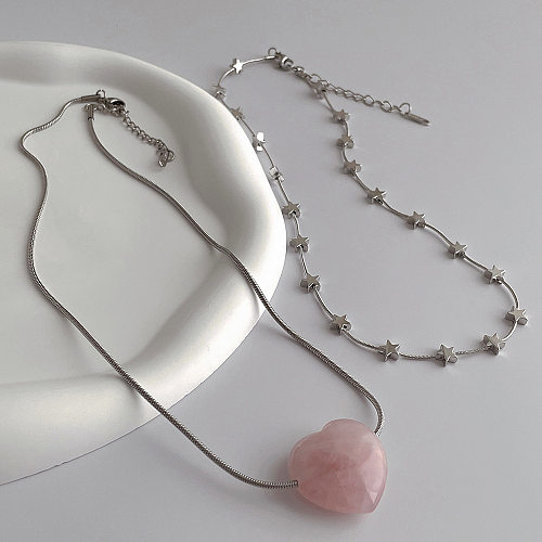 Fashion Star Heart Shape Stainless Steel Plating Necklace 1 Piece