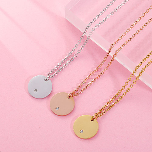 Classic Style Commute Round Stainless Steel  Gold Plated Silver Plated Pendant Necklace In Bulk