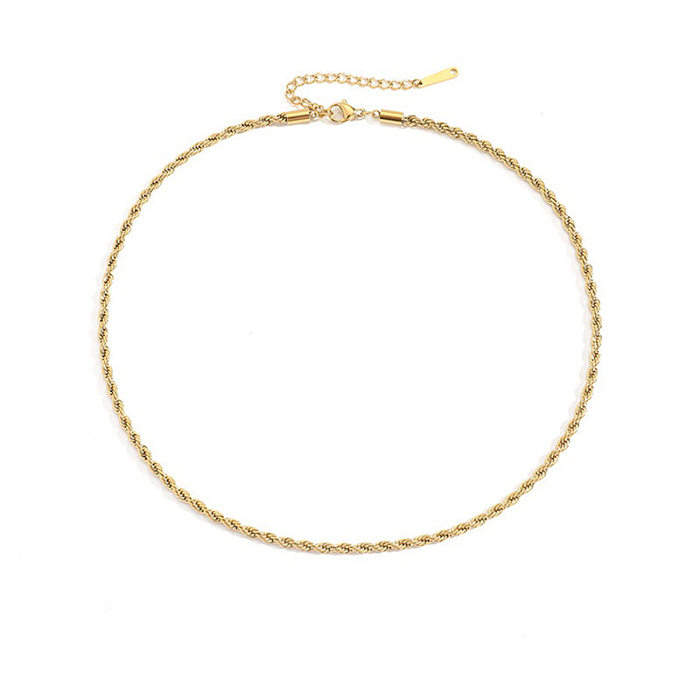 New Fashion Twist Chain 14K Gold Plated Stainless Steel  Necklace