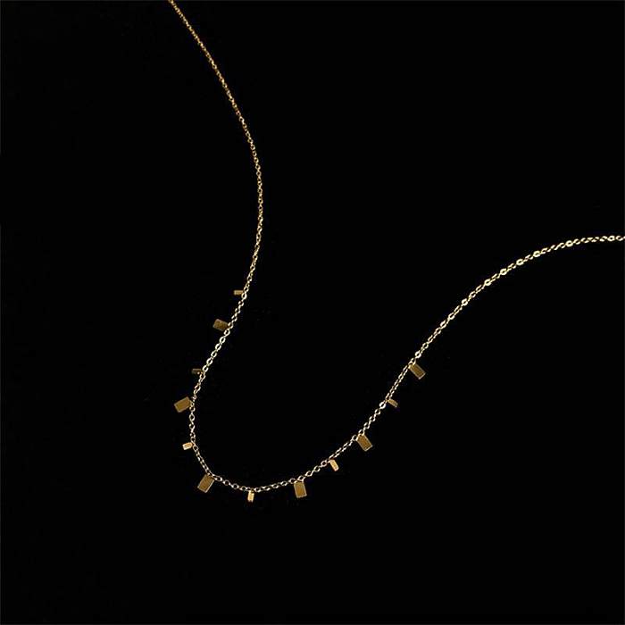 Simple Style Round Square Water Droplets Stainless Steel Plating 18K Gold Plated Necklace