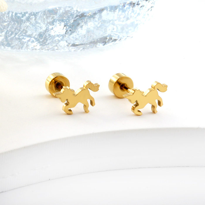 1 Pair Simple Style Horse Stainless Steel  Plating Earrings